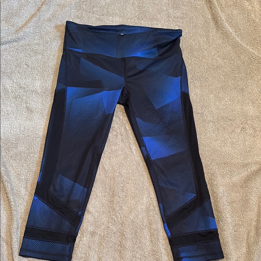 Blue and Black Geometric Leggings